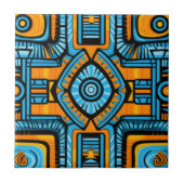 Carreau motif abstrait turquoise et bleu (Devant)