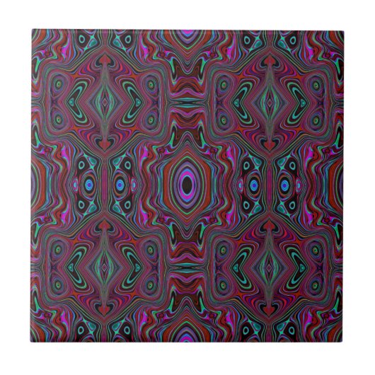 Carreau Motif Abstrait Vert Mousse de Mer et Magenta Tripa (Devant)