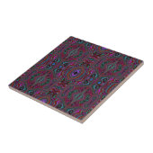 Carreau Motif Abstrait Vert Mousse de Mer et Magenta Tripa (Côté)