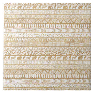 Carreau Motif africain de la tribu Gold White