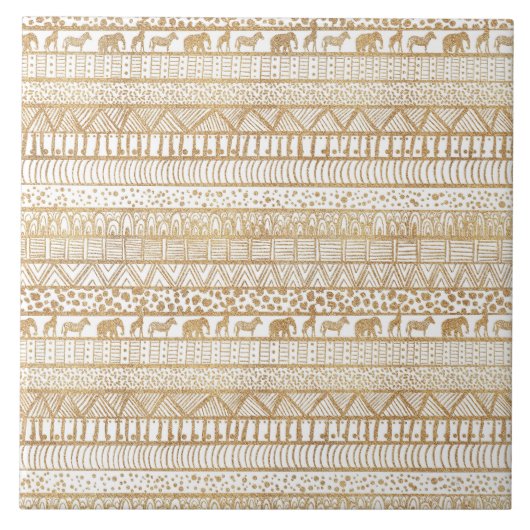 Carreau Motif africain de la tribu Gold White (Devant)