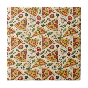 Carreau Motif alimentaire amateur de pizza pepperoni Fête