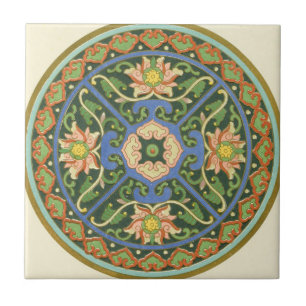 Carreau Motif antique cloisonné chinois : Vert Jade