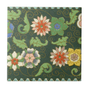 Carreau Motif antique cloisonné chinois : Vert Jade