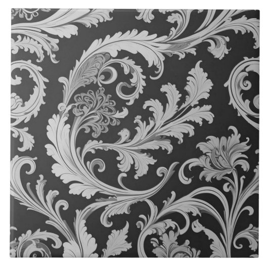 Carreau Motif Antique Fleur Monochrome (Devant)
