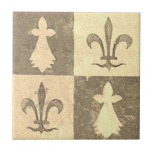 Carreau Motif antique français médiéval Fleur de Lis