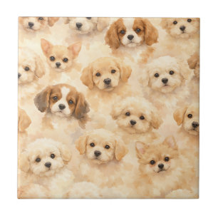 Carreau Motif aquarelle de chiot adorable (4)