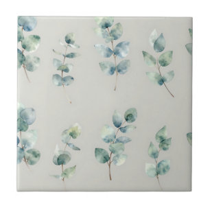 Carreau Motif aquarelle de feuilles d'eucalyptus