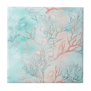 Carreau Motif aquarelle de récif corallien (2)