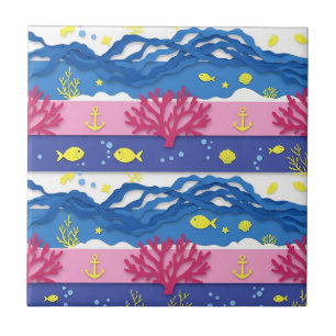 Carreau Motif aquarelle nautique rétro (13)