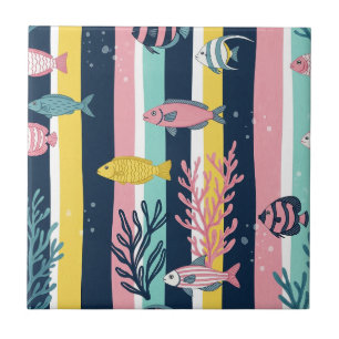 Carreau Motif aquarelle nautique rétro (7)