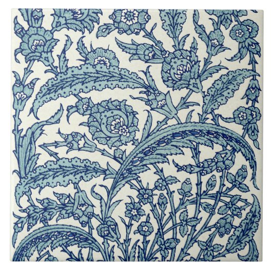 Carreau Motif arabe Floral Orné Bleu (Devant)