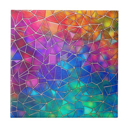 Carreau Motif arc-en-ciel en verre tendu (Devant)