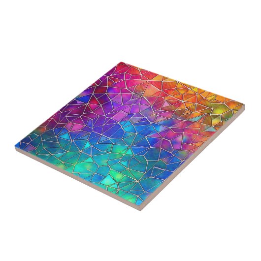 Carreau Motif arc-en-ciel en verre tendu (Côté)