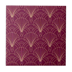 Carreau Motif Art Déco avec éventails géométriques dorés