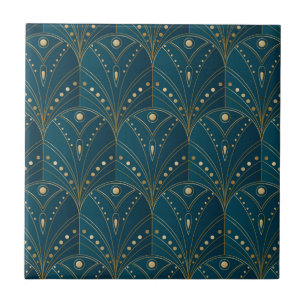 Carreau Motif Art déco avec formes géométriques dorées