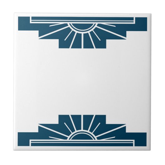 Carreau Motif Art déco en Deep Turquoise (Devant)
