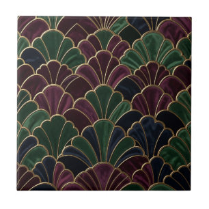 Carreau Motif Art Déco en écaille de ton bijou en velours