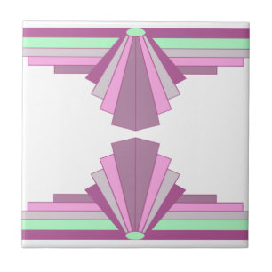 Carreau Motif Art déco en rose et vert
