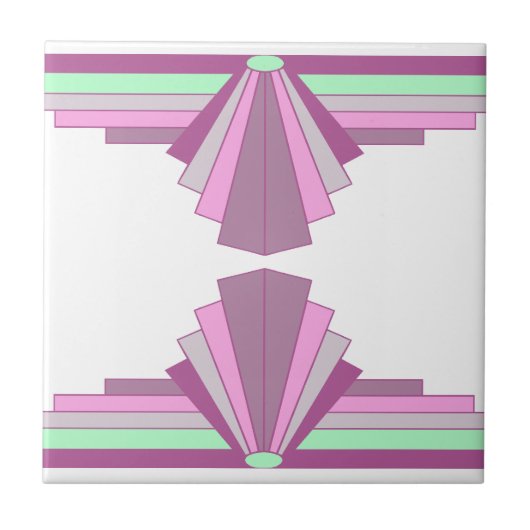Carreau Motif Art déco en rose et vert (Devant)