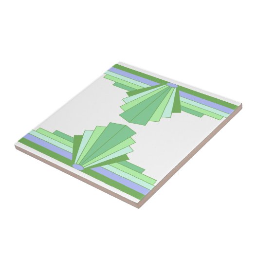 Carreau Motif Art Déco en Vert & Bleu (Côté)