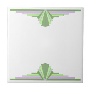 Carreau Motif Art déco en vert et rose