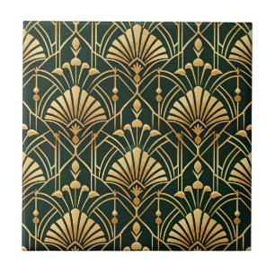 Carreau Motif Art Déco Or Émeraude