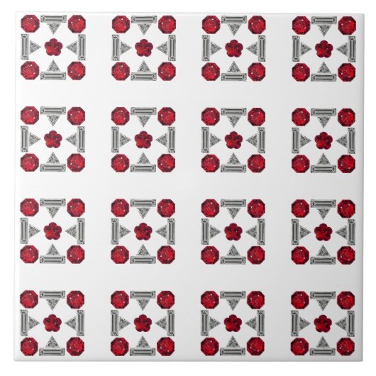 Carreau Motif Art déco rouge (Devant)