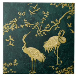 Carreau Motif artistique de grues élégantes   Oiseaux grue