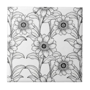 Carreau Motif artistique élégant en noir et blanc à motif
