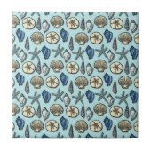 Carreau Motif assez bleu de mer d'étoiles de mer de Shell (Devant)