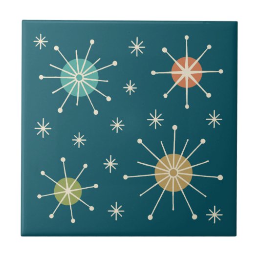 Carreau Motif Atomique en Étoile Éclatée de Style Mid Cent (Devant)