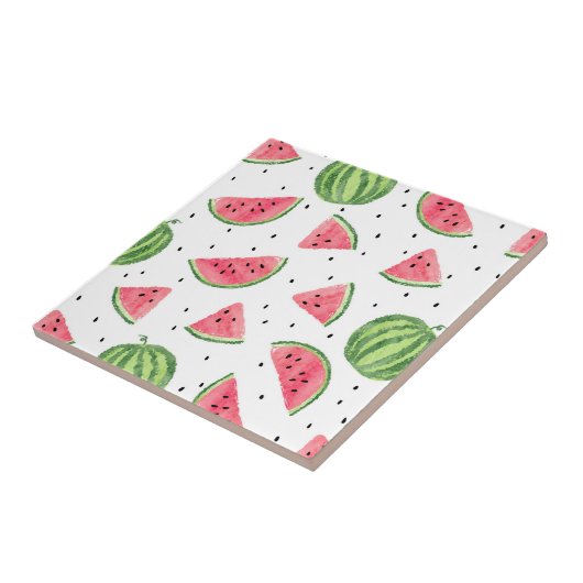 Carreau Motif au néon de pastèques d'aquarelle (Côté)