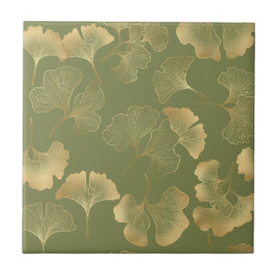 Carreau Motif Automnal Ginkgo Doré
