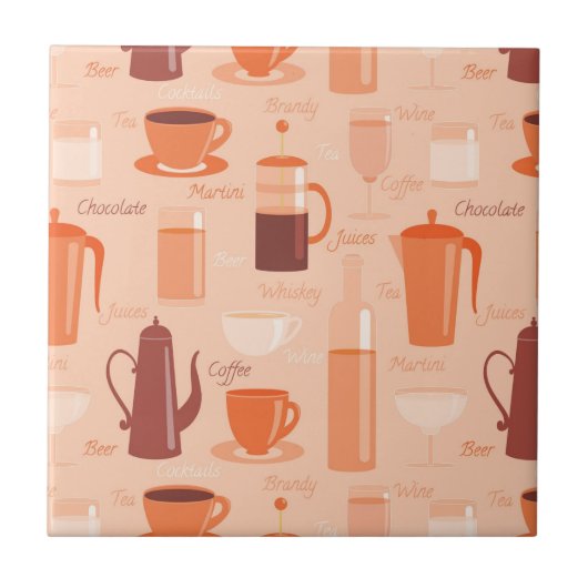 Carreau Motif avec boissons et texte (Devant)