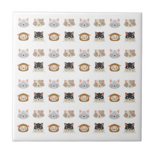 Carreau Motif avec de mignonnes têtes de chat