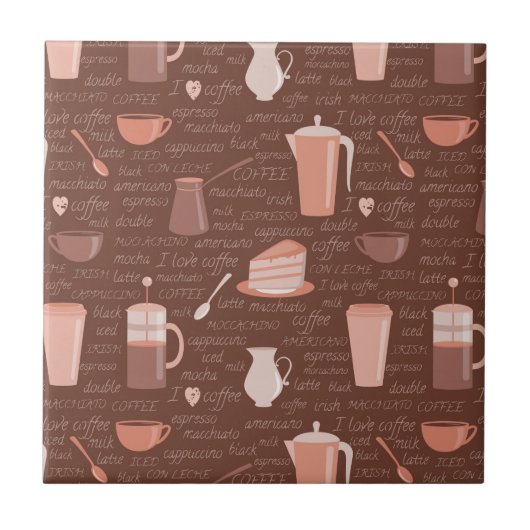 Carreau Motif avec les éléments relatifs de café (Devant)