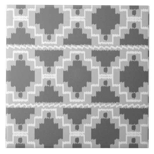 Carreau Motif Aztec Ikat - Gris foncé et clair (Devant)