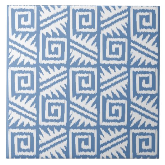 Carreau Motif aztèque d'Ikat - bleu et blanc de ciel (Devant)