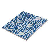Carreau Motif aztèque d'Ikat - bleu et blanc de cobalt (Côté)