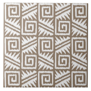 Carreau Motif aztèque d'Ikat - Taupe Tan et crème
