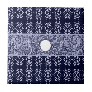 Carreau Motif baroque bleu classe de LeahG - chérubins