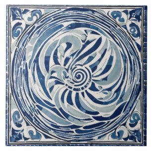 Carreau Motif blanc bleu tourbillon 02