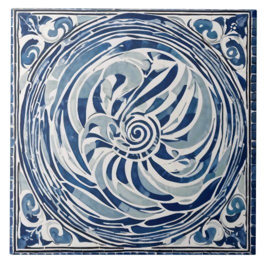 Carreau Motif blanc bleu tourbillon 02 (Devant)