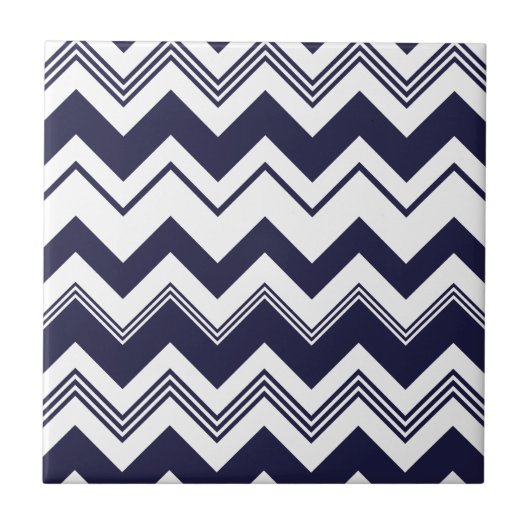 Carreau Motif blanc de Chevron de bleu marine (Devant)