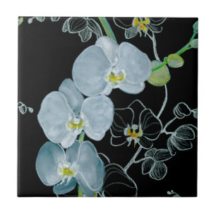 Carreau Motif blanc d'orchidées d'aquarelle