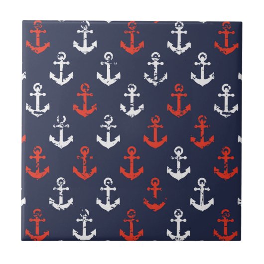 Carreau Motif blanc et bleu rouge de marine (Devant)