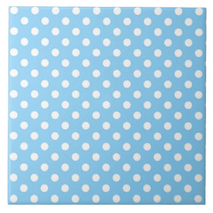 Carreau motif bleu avec pois blanc