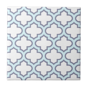 Carreau Motif bleu-clair élégant de Quatrefoil de Marocain