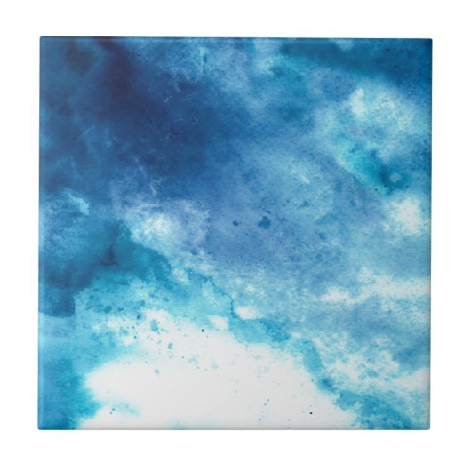 Carreau Motif bleu d'aquarelle d'éclaboussure de tache (Devant)